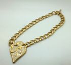 Myka Enamel Heart Shaped Necklace Gold Tone Chunky Link Necklace Chain Vintage