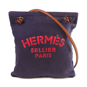 HERMES PHW Aline Tote Bag Shoulder Bag Toile Chevrons Canvas Purple