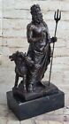 Hades Pluto & Cerberus 3 Headed Dog Bronze Sculpture Statue Greek Mythology Art