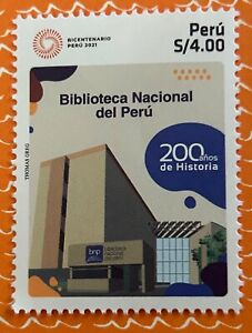 Perú 2021 Bicentenario de la Biblioteca Nacional del Perú. 200 años de historia.