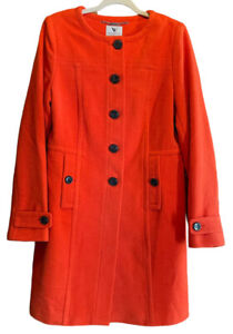 Worthington Wool Coat Size Large Orange Belt Buttons New With Tags Retail $70