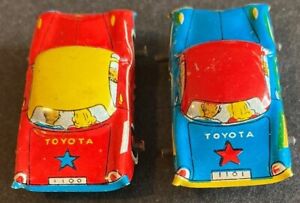 1950s Free Wheeling Miniature Made in Japan Tin LITHO Toyota Cars “Penny Cars”
