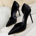 Women Stilettos Pumps Shoes Cut Out Shallow Slip On Pointy Toe High Heel Sandals