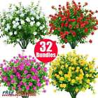 32 Bundles Plastic Fake Artificial Flowers UV Resistant Plants  Outdoor Decor