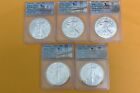 2021 American Silver Eagle 1 Oz 5 Coin Set ANACS MS70 (Types 1 and 2)