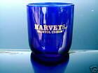HARVEYS BRISTOL CREAM COBALT BLUE ROUND  GLASS HEAVY BOTTOM GOLD LOGO
