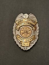 VTG Obsolete Fire Fighter Badge Tuckerton NJ Fire Department Eagle Top HI GLO