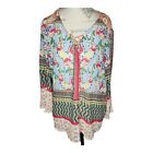 Olive Hill Womens Peasant Blouse Top XL Floral Bell Sleeve Boho Anthropologie