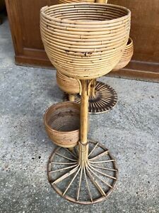 Audoux Minet Bamboo Curved French Riviera 1960 Flowerpot Plant Door Holder