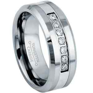 Paris Jewelry Tungsten Created Diamond Ring Wedding Band 8mm For Unisex Size 8