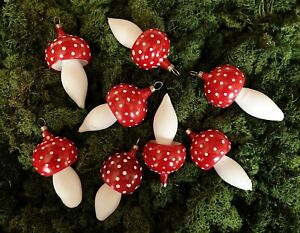 8 Vintage blown glass mushrooms / Fly agaric  (# 14747)