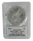 2021 SILVER EAGLE TYPE 2 FIRST DAY OF ISSUE PCGS MS70 JIM PEED SIGNED FLAG LABEL