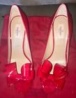 NEW Valentino Heels Womens Pumps Red Patent Leather Bow Size 40-1/2