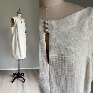 Tahari ASL NWT Ivory White Sleeveless Sheath Dress Size 18 Metallic Threads