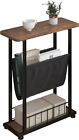 3 Tier Side Table with Magazine Holder, Industrial End Table with Open Storage,