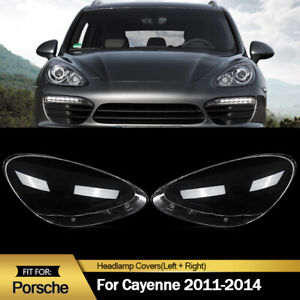 Headlamp Headlight Lens Covers Replacement Clear For Porsche Cayenne 2011-2014