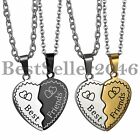 2pcs Matching Best Friends Heart Shape Pendant Stainless Steel BFF Necklace Set