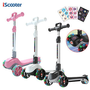 Electric Scooter For Kids Ages 3-12 Foldable Adjustable Handlebars LED 3 Wheels