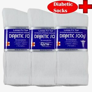 3-12 Pairs Health Circulatory Crew Cotton Diabetic Socks White 9-11 10-13 13-15