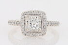 .81ctw Princess Cut Diamond Halo Engagement Ring 14K White Gold Size 4.75