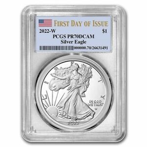2022-W Proof American Silver Eagle Coin PCGS PR70 DCAM Type 2 First Day Of Issue
