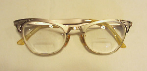 Vintage M/C  Pink Cat Eye Eyeglasses Frames ALUM 5 1/2, 10kGF USA Bifocals