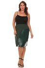 Womens 1X,2X,3X,4X(14W-28W) Green Solid/Faux Leather Knee-Length A-Line Skirt!