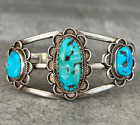 Vintage Native American Navajo Turquoise  Sterling silver LARGE Bracelet