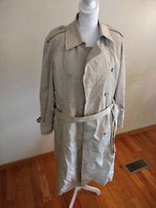 London Fog Womens 8 Trench Coat Beige Maxi Collared Button Belt Double