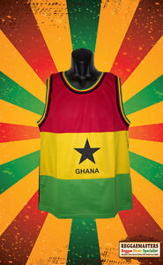 GHANA FLAG MOTIF RED GOLD GREEN VEST BASKETBALL TOP ROOTS & CULTURE LTD AMOUNT