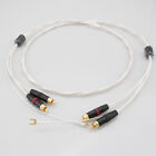 2 Cores HiFi Audio Phono Tonearm Cable RCA to RCA Signal Cord with Ground Wire