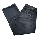 Vintage Akademiks Denim Jeans Mens Size 44x32 Blue Embossed Pockets Y2K Baggy