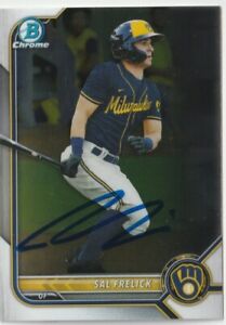 Sal Frelick Signed 2022 Bowman Chrome Prospects Card Auto Brewers COA PROOF