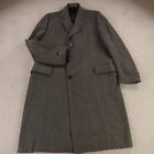 VINTAGE Kaufmanns Overcoat Mens Large Gray 100% Wool Tweed Herringbone 60s 42R