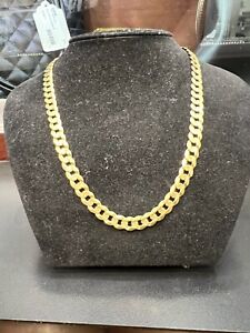 10K Yellow Gold Solid Cuban Link Chain 24'' 8mm wide