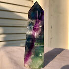 412G Natural Beautiful Color Fluorite Crystal Obelisk Quartz Healing Wand Point