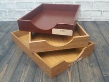 LOT 3 Wood Desk Organizer MIX Tray Wood Office In Out Box