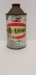 Vintage Drink Up Town Sparkling Clear Lemon Ottawa Cone Top Soda Can