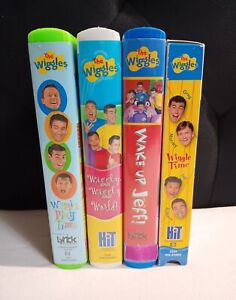 4x The Wiggles VHS Lot - Wiggle Time Wake Up Jeff Wiggly World Play Time - EX!