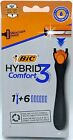 BIC HYBRID 3 Comfort Razors - 1 handles + 6 Triple Blade Refills