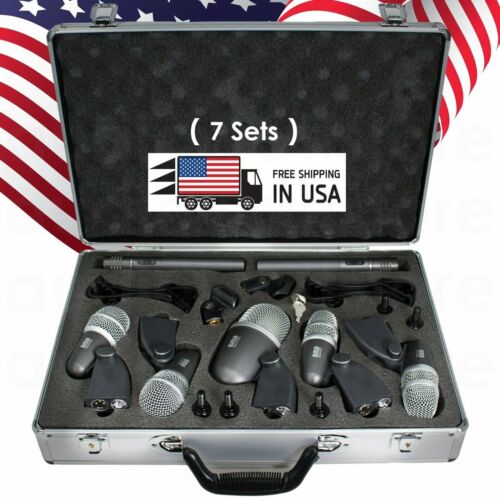 EMB KIT7 Drum Set 7 Piece Professional Wired Microphone Mic Kit w/ Mounting Kit
