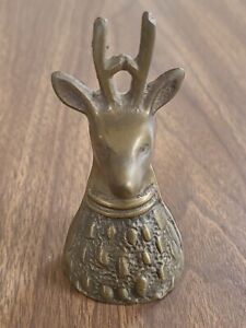 New ListingVintage Solid Brass Buck Deer Bell  Trophy Deer Head 4