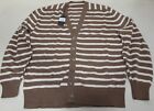 New Faconnable Cardigan Sweater M Cashmere Brown Tan Bar Striped Made n Scotland