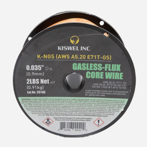 (Processed In USA) K-NGS E71T-GS .035 in. Dia 2lb. Gasless-Flux Core Wire