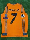 Ronaldo #7 Real Madrid Champions League 2013-2014 Orange Jersey Long Sleeve LARG