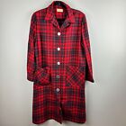Vintage 50s 60s Pendleton Red Plaid Belted Coat Button Belted Flannel Robe Sz XL