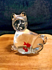 RARE Vintage Vinci Murano Clear Glass CAT Figurine Paperweight Goldfish Stomach