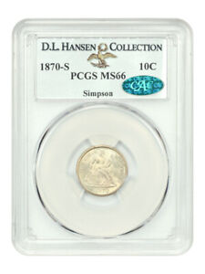 1870-S 10C PCGS/CAC MS66 ex: D.L. Hansen/Simpson