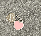 TIFFANY & Co. Return to  Double Heart Mini Pendant Necklace Pink USED Japan