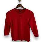 Talbots Classic Cardigan Sweater Womens P Small Red 3/4 Sleeves Coastal NEW